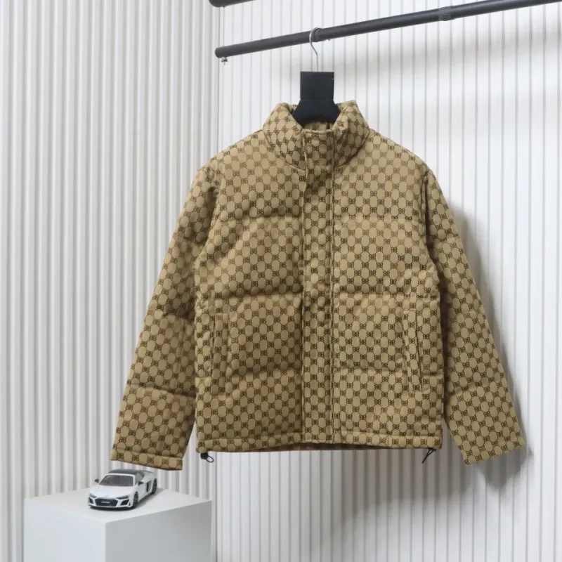 Balenciaga x Gucci Double B Full Print Jacquard Down Jacket Brown