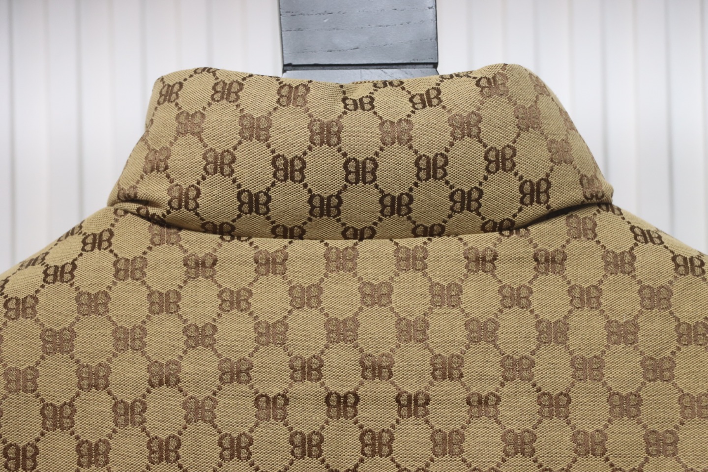 Balenciaga x Gucci Double B Full Print Jacquard Down Jacket Brown