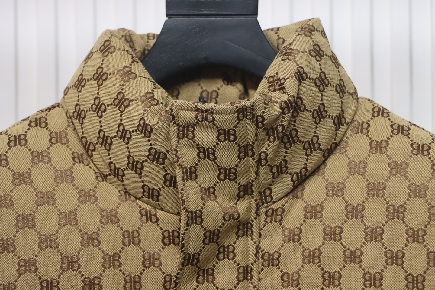 Balenciaga x Gucci Double B Full Print Jacquard Down Jacket Brown