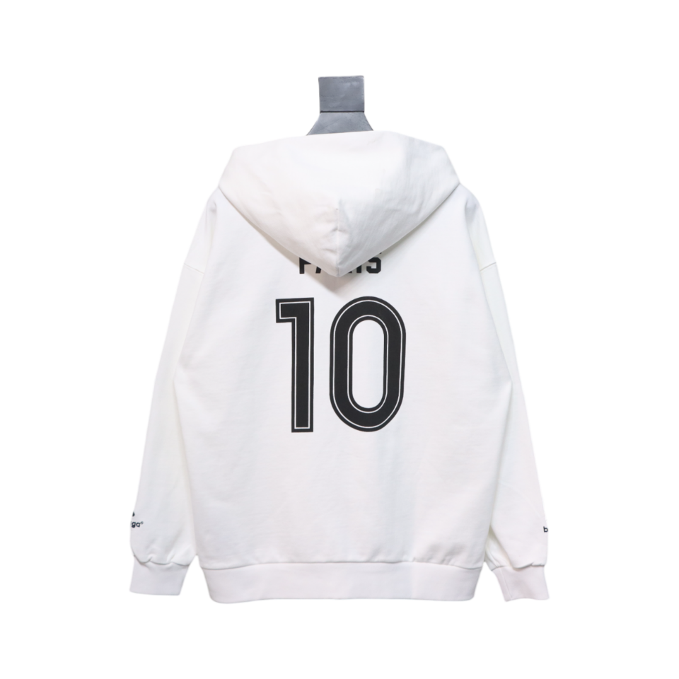 Balenciaga x Manchester United Embroidered Print Zip-Up Hoodie Jacket White