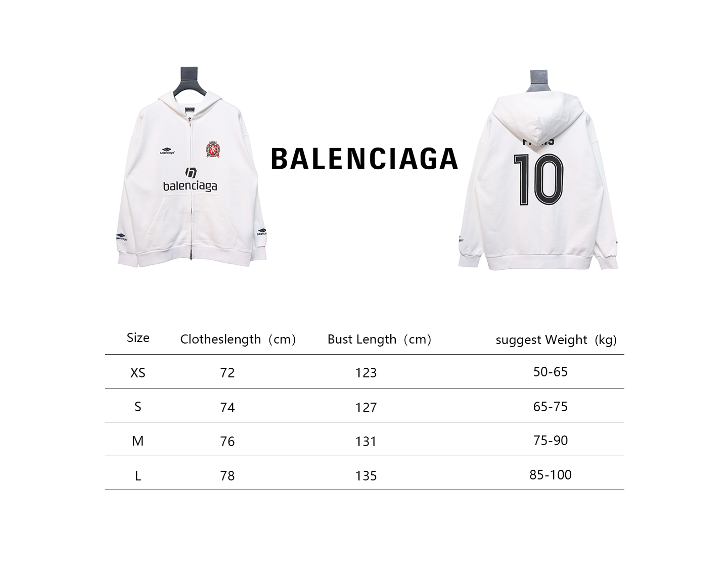 Balenciaga x Manchester United Embroidered Print Zip-Up Hoodie Jacket White