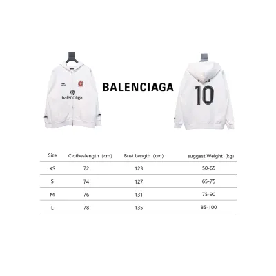 Balenciaga x Manchester United Embroidered Print Zip-Up Hoodie Jacket White 02