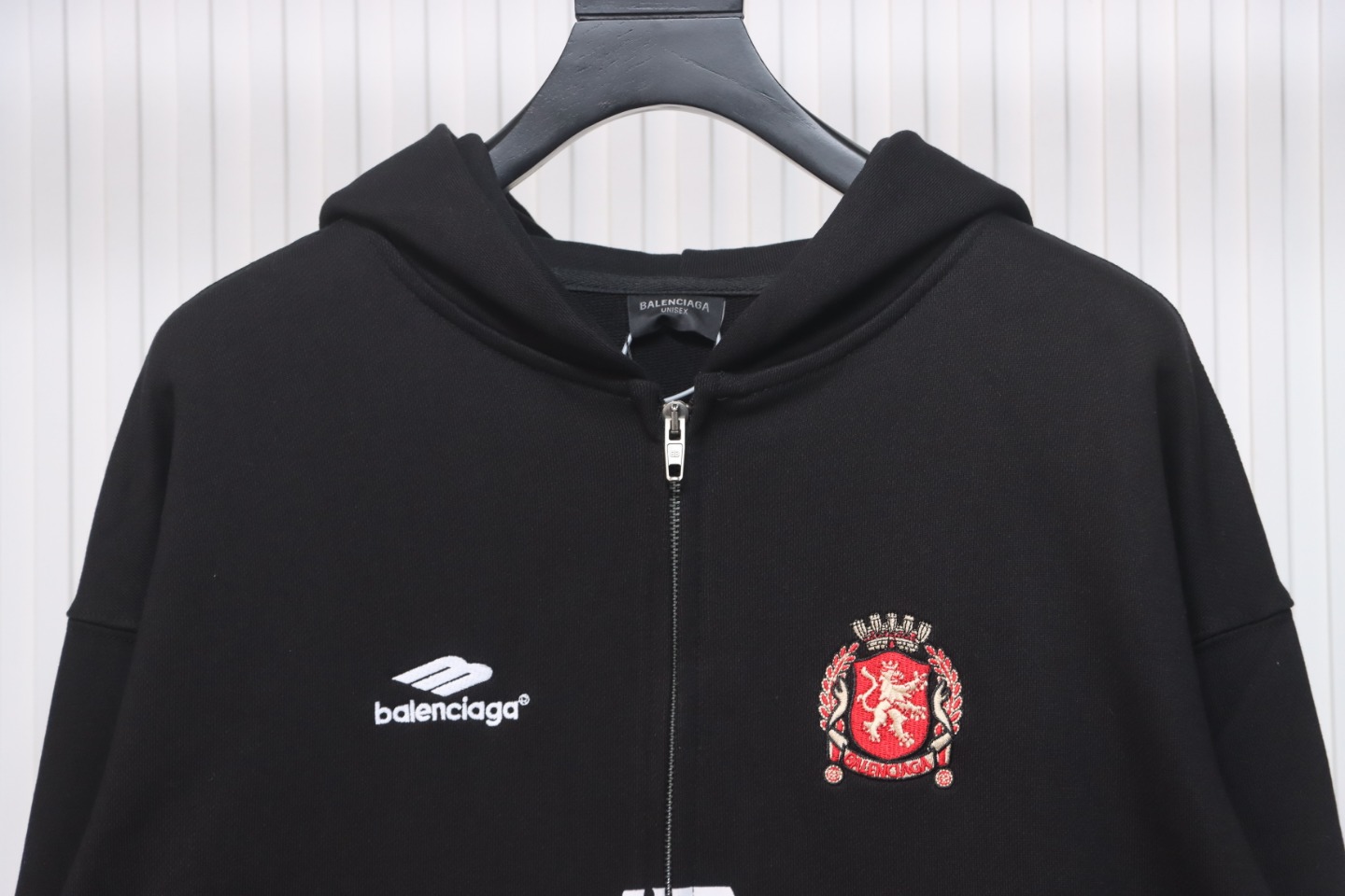 Balenciaga x Manchester United Embroidered Print Zip-Up Hoodie Jacket Black