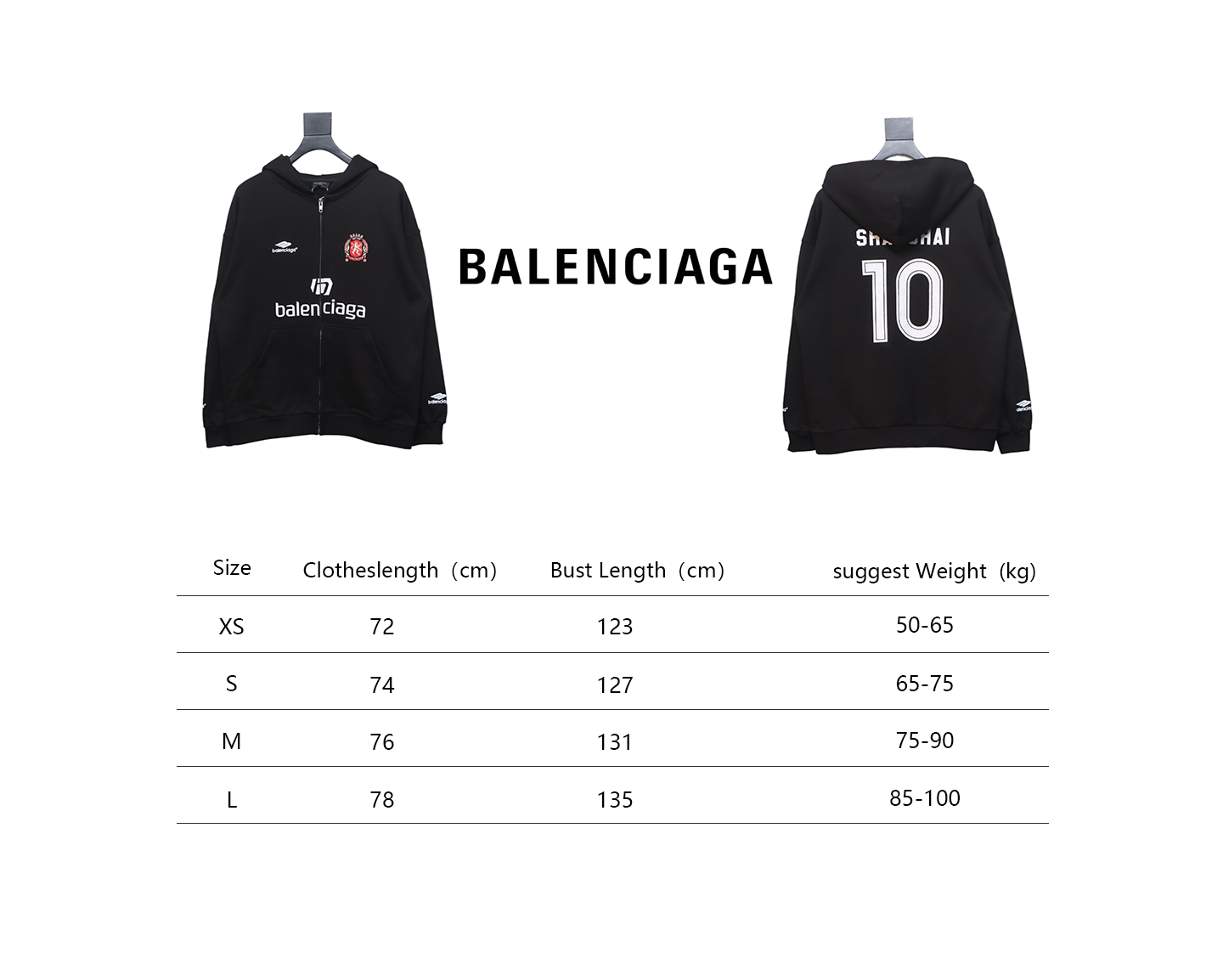 Balenciaga x Manchester United Embroidered Print Zip-Up Hoodie Jacket Black