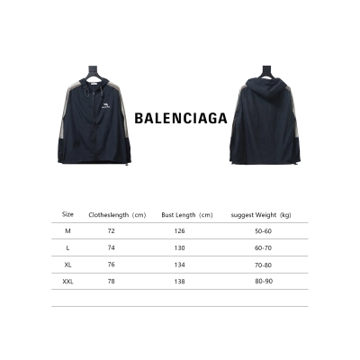 Balenciaga Zippered Embroidered Logo Sunscreen Long-Sleeved Jacket Black 02