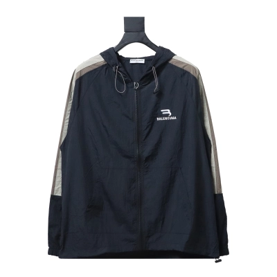 Balenciaga Zippered Embroidered Logo Sunscreen Long-Sleeved Jacket Black 01