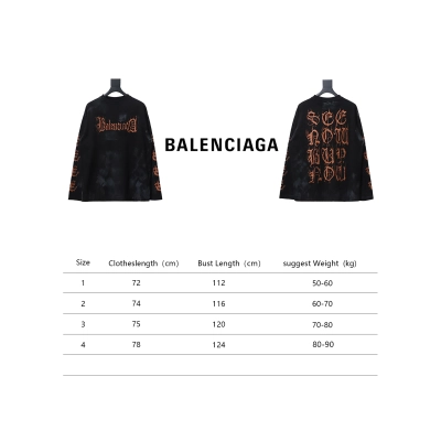 Balenciaga 23ss Mud-Dyed Distressed Metal Sanskrit Long-Sleeved T-shirt 02