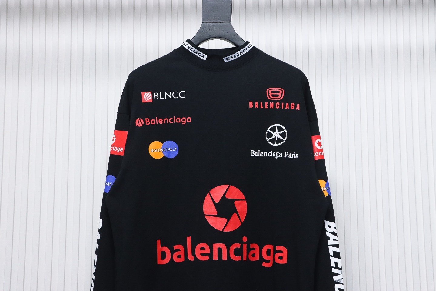 Balenciaga 23ss Multi-Element Printed Full-Length Long-Sleeved T-shirt Black