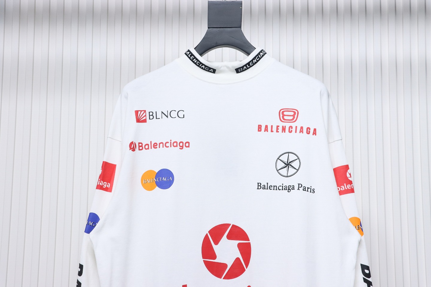 Balenciaga 23ss Multi-Element Printed Full-Length Long-Sleeved T-shirt White