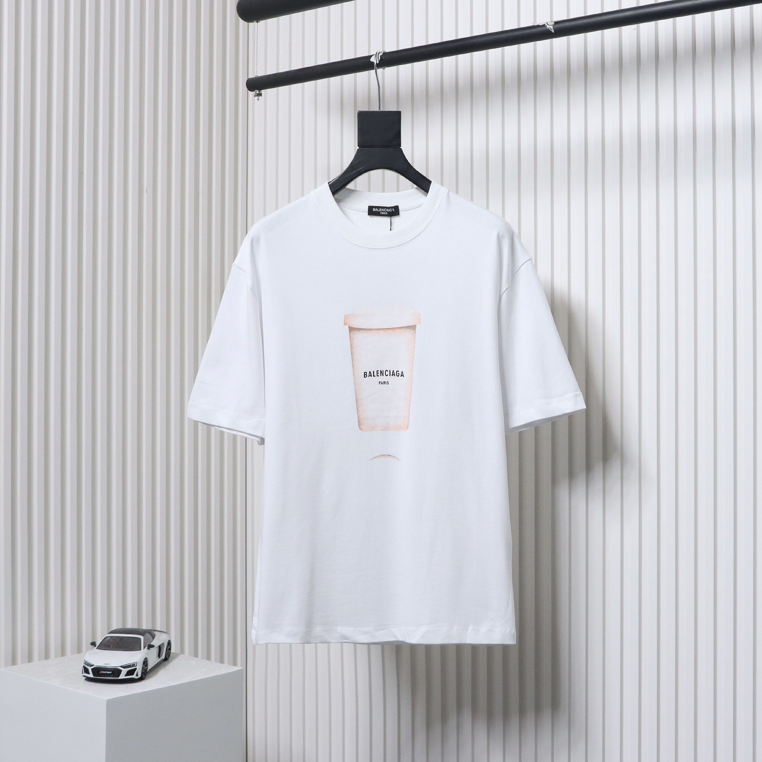 Balenciaga 23ss Plastic Cup Print Short Sleeves White