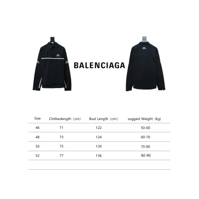Balenciaga 24FW 3B White Stripe Embroidery Long Sleeve Shirt Black 02