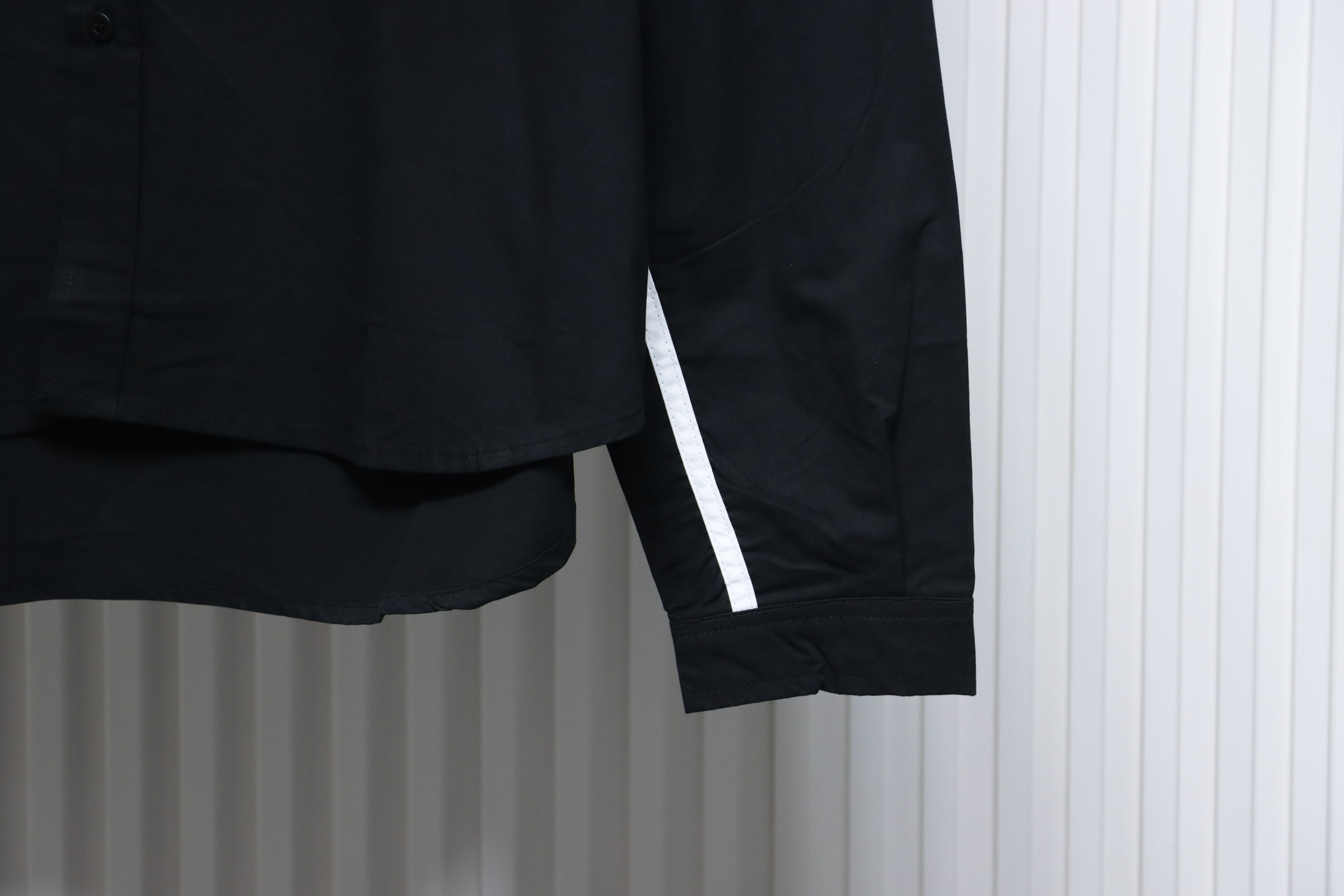 Balenciaga 24FW 3B White Stripe Embroidery Long Sleeve Shirt Black