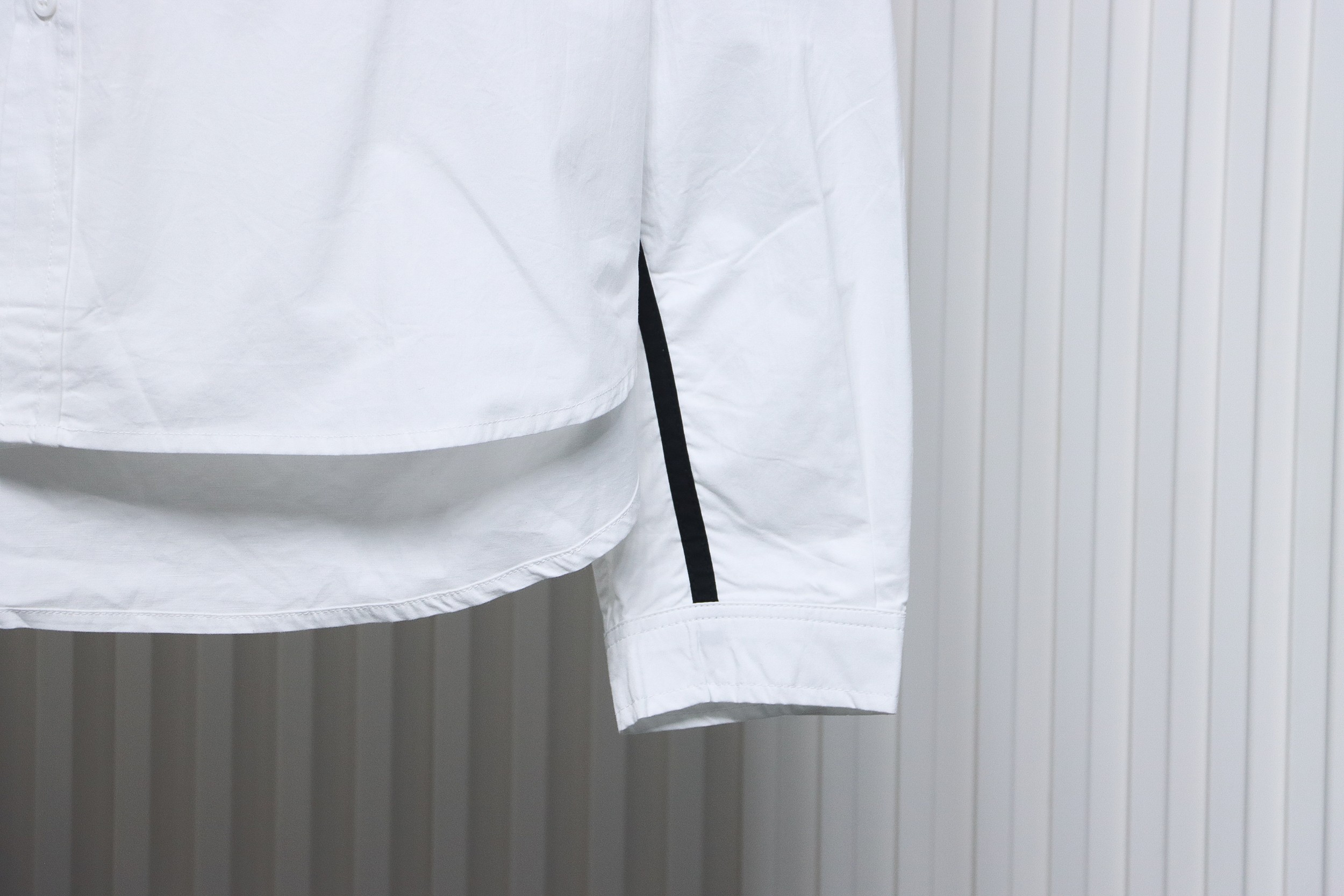 Balenciaga 24FW 3B White Stripe Embroidery Long Sleeve Shirt White