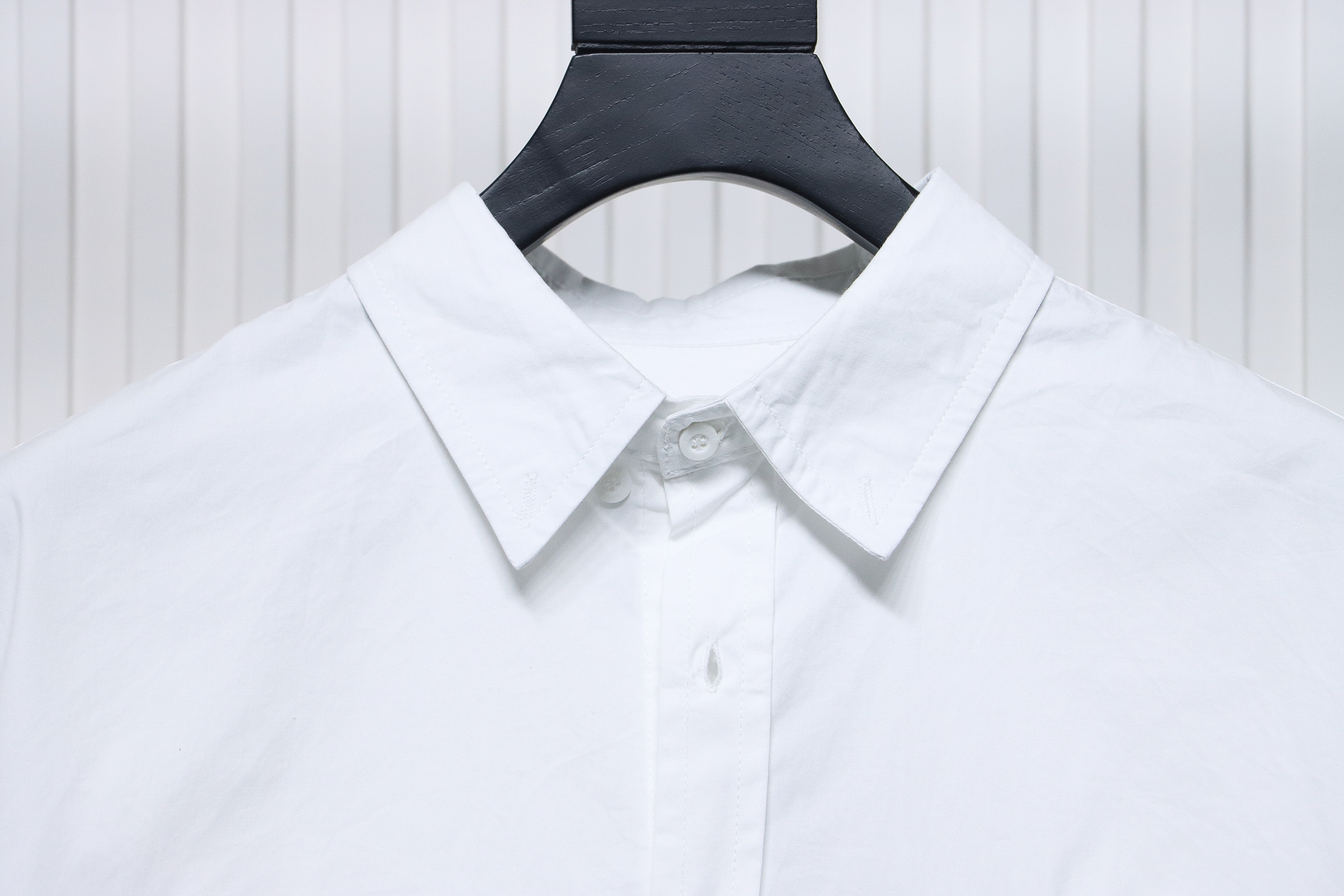 Balenciaga 24FW 3B White Stripe Embroidery Long Sleeve Shirt White