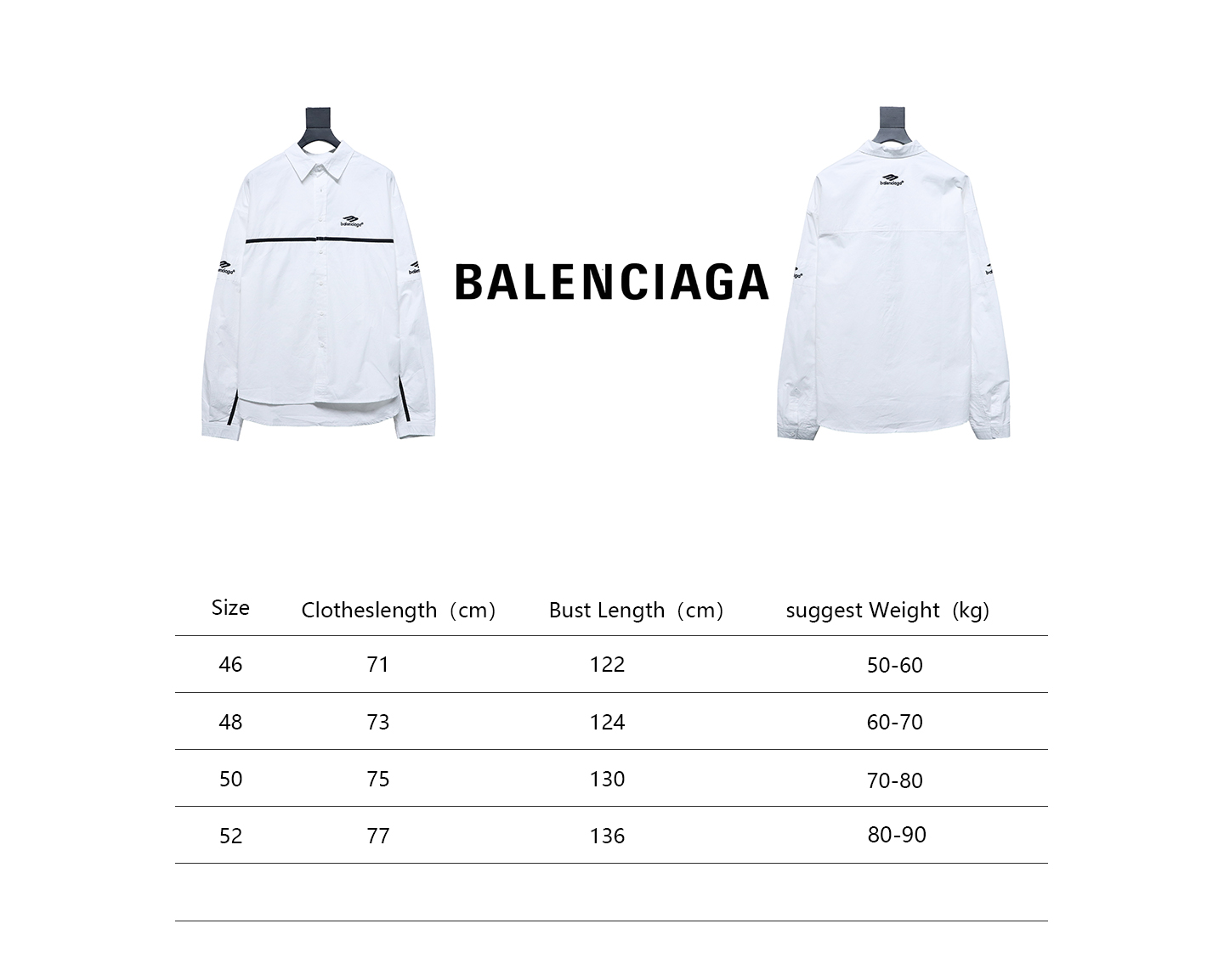 Balenciaga 24FW 3B White Stripe Embroidery Long Sleeve Shirt White