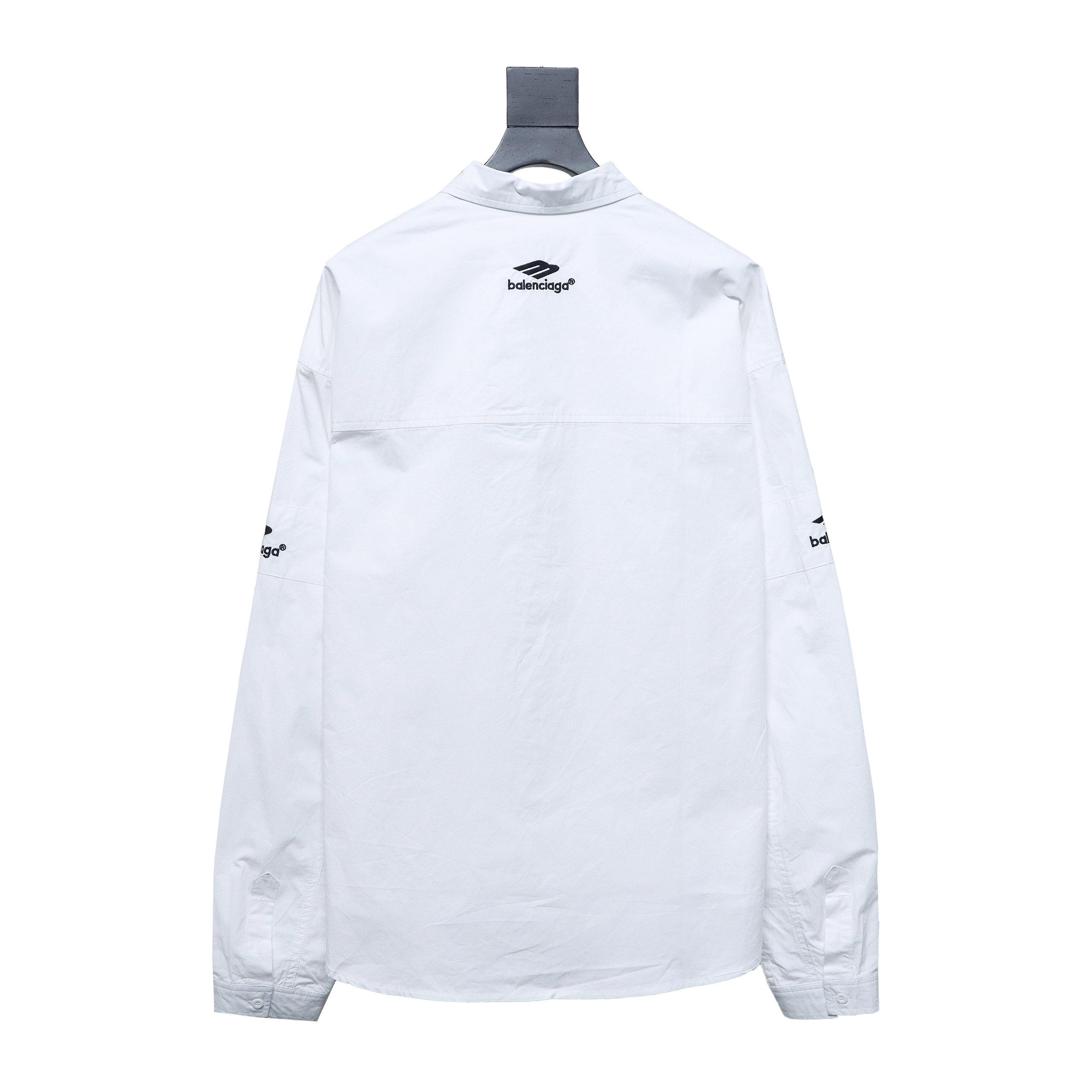 Balenciaga 24FW 3B White Stripe Embroidery Long Sleeve Shirt White