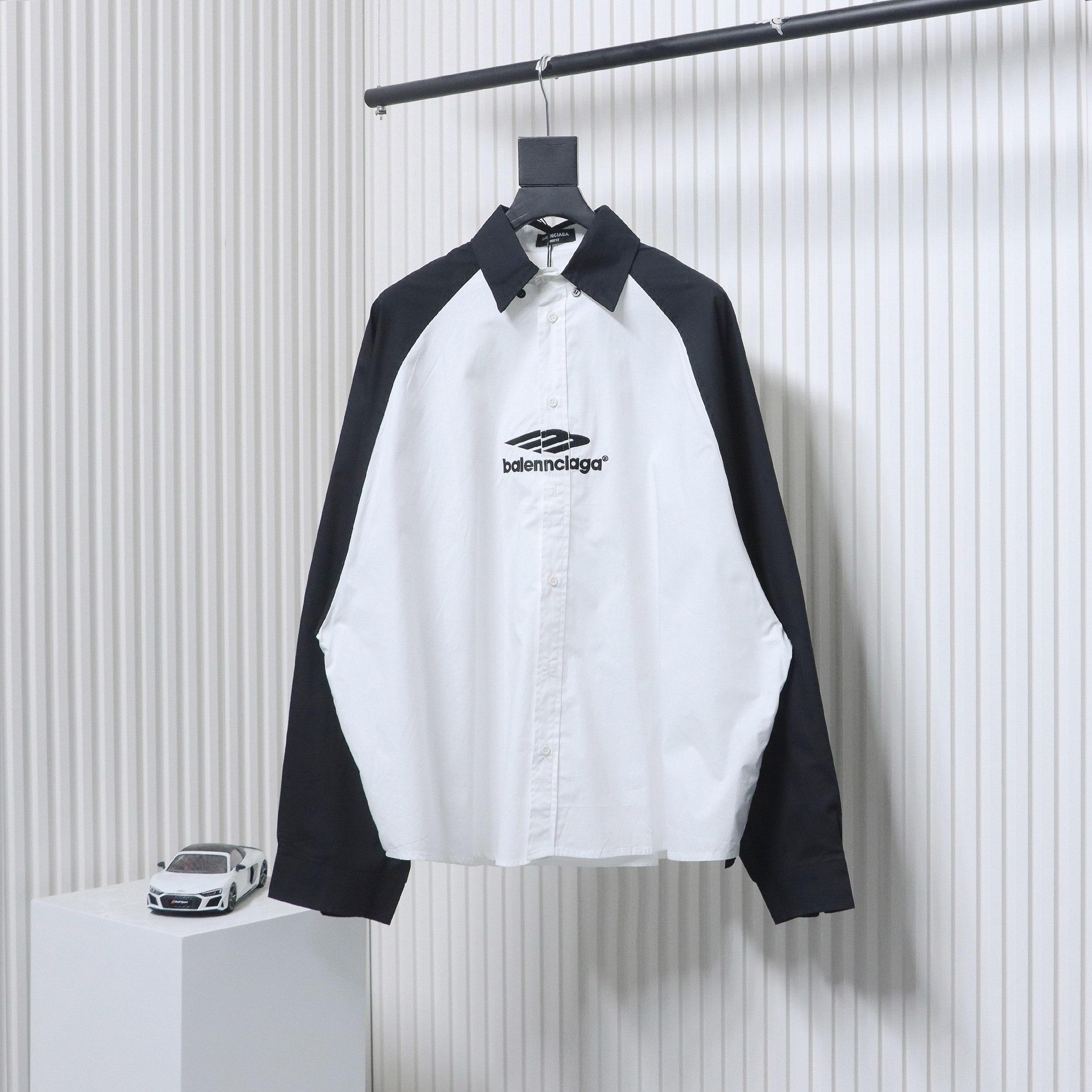 Balenciaga 24FW Black And White Panda 3B Embroidered Long Sleeve Shirt
