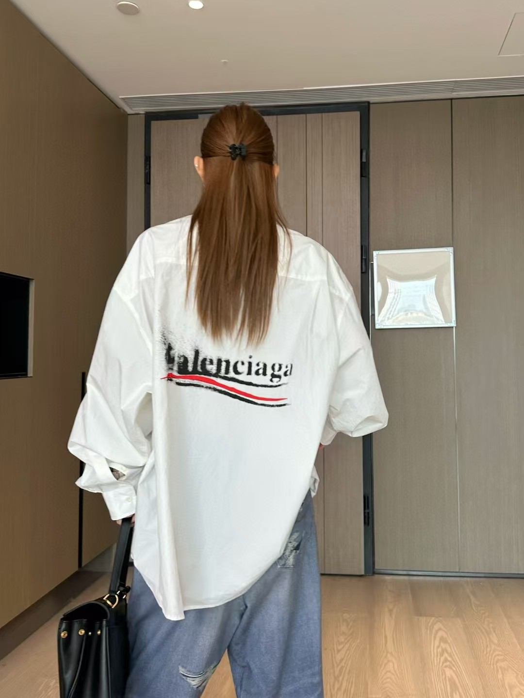 Balenciaga 24FW Blurred Coke Print Long Sleeve Shirt