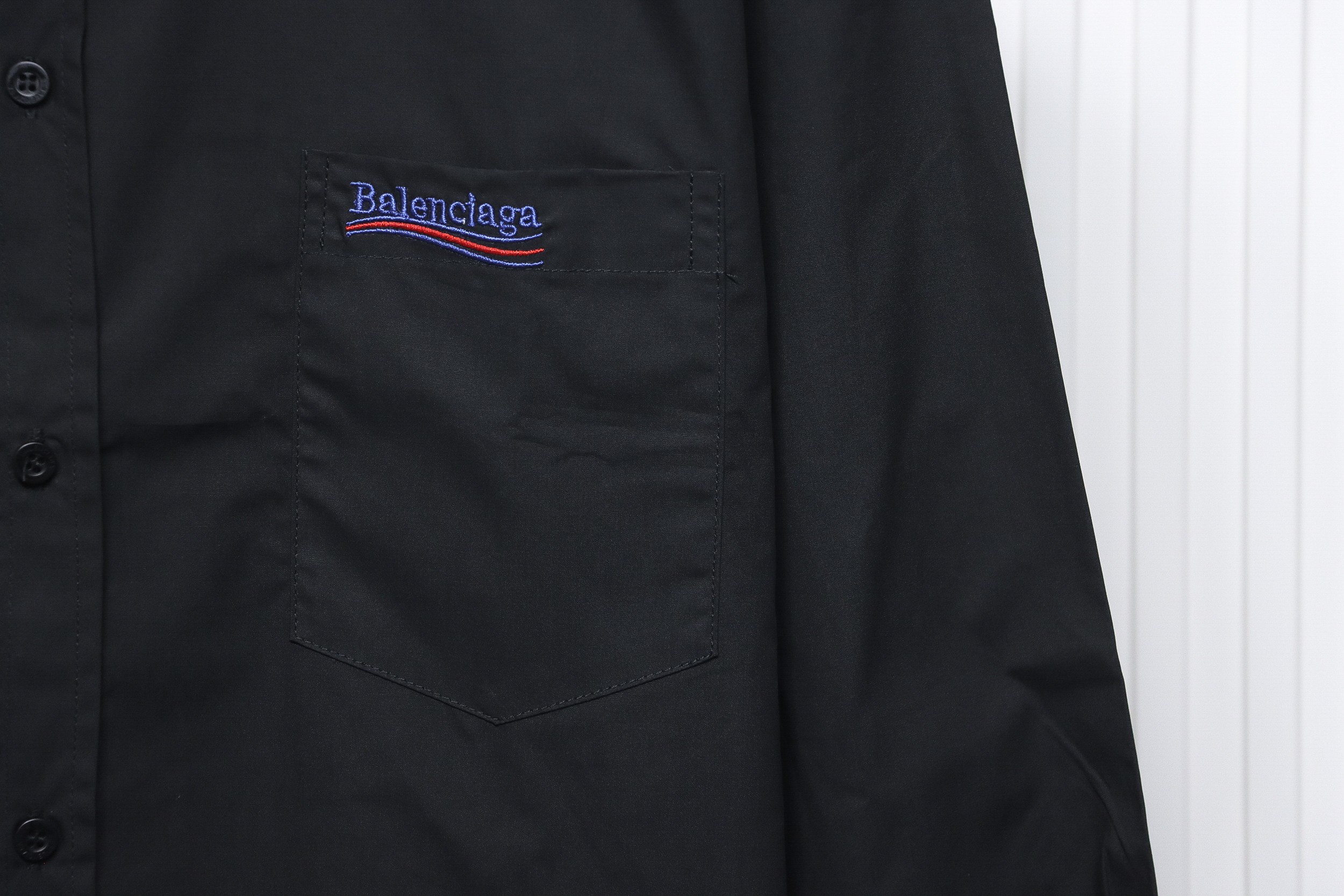 Balenciaga 24FW Classic Coke Embroidered Logo Long Sleeve Shirt Black