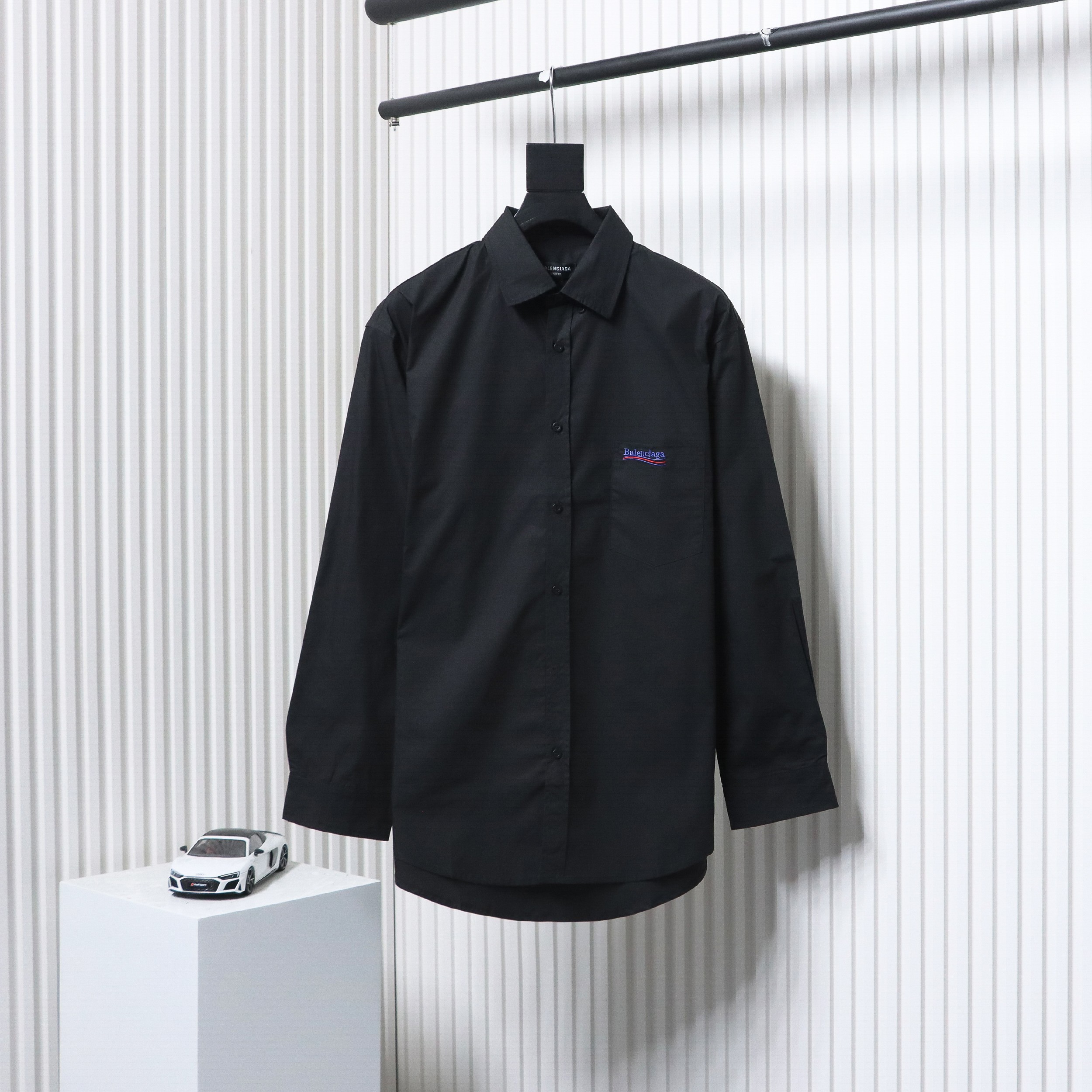 Balenciaga 24FW Classic Coke Embroidered Logo Long Sleeve Shirt Black