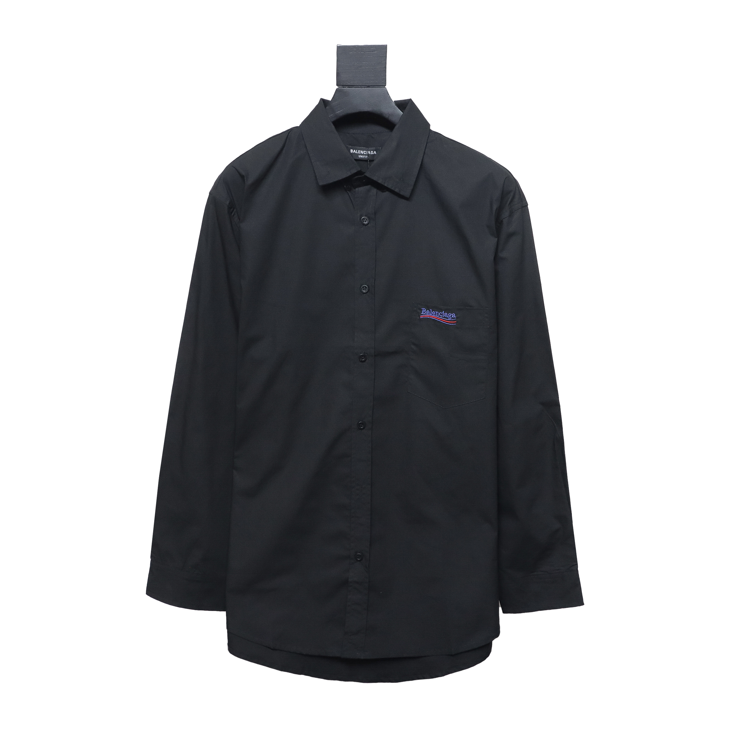 Balenciaga 24FW Classic Coke Embroidered Logo Long Sleeve Shirt Black