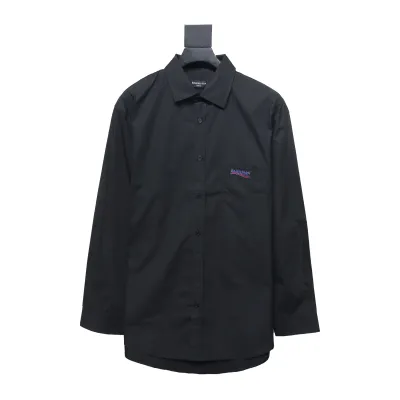 Balenciaga 24FW Classic Coke Embroidered Logo Long Sleeve Shirt Black 01