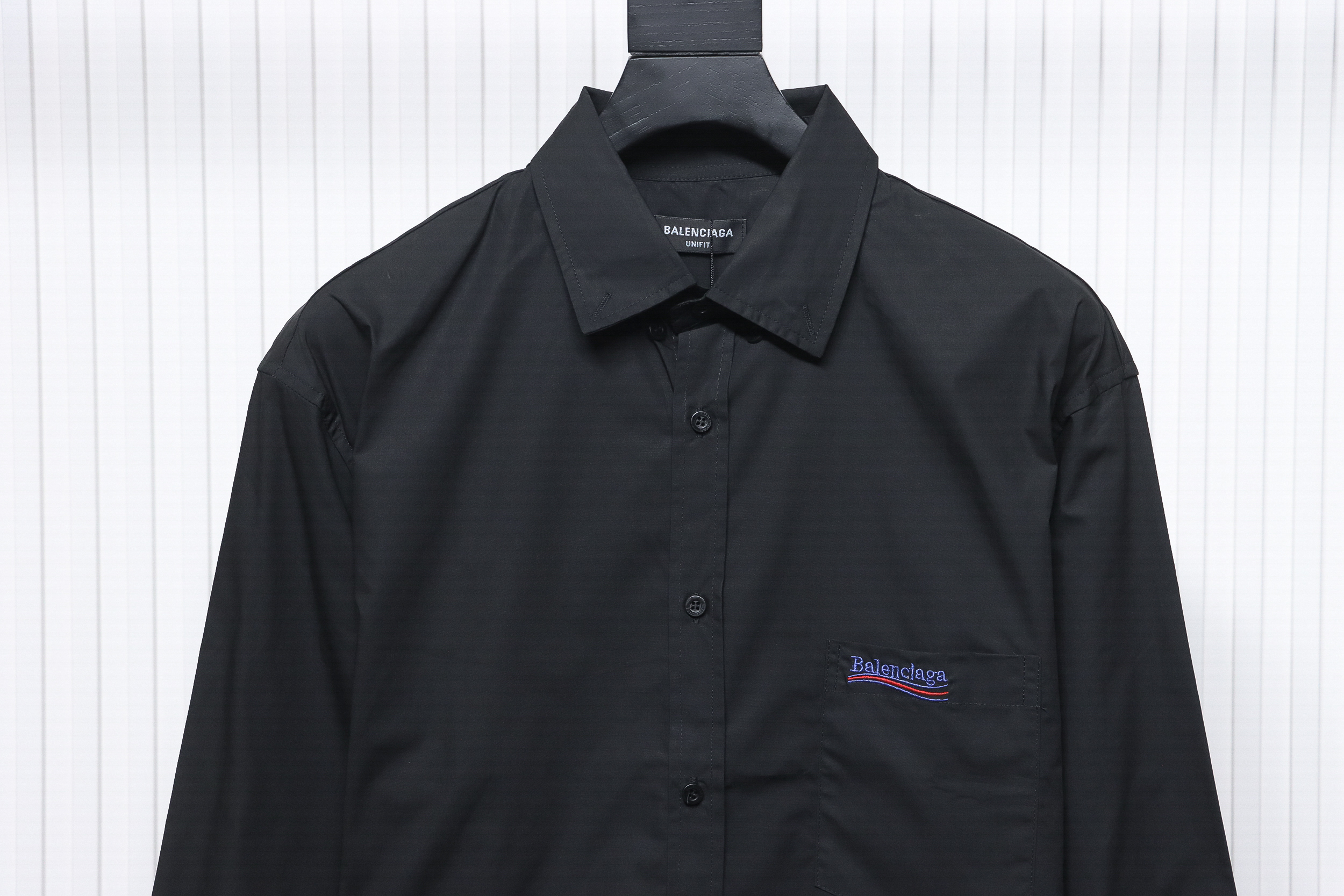 Balenciaga 24FW Classic Coke Embroidered Logo Long Sleeve Shirt Black