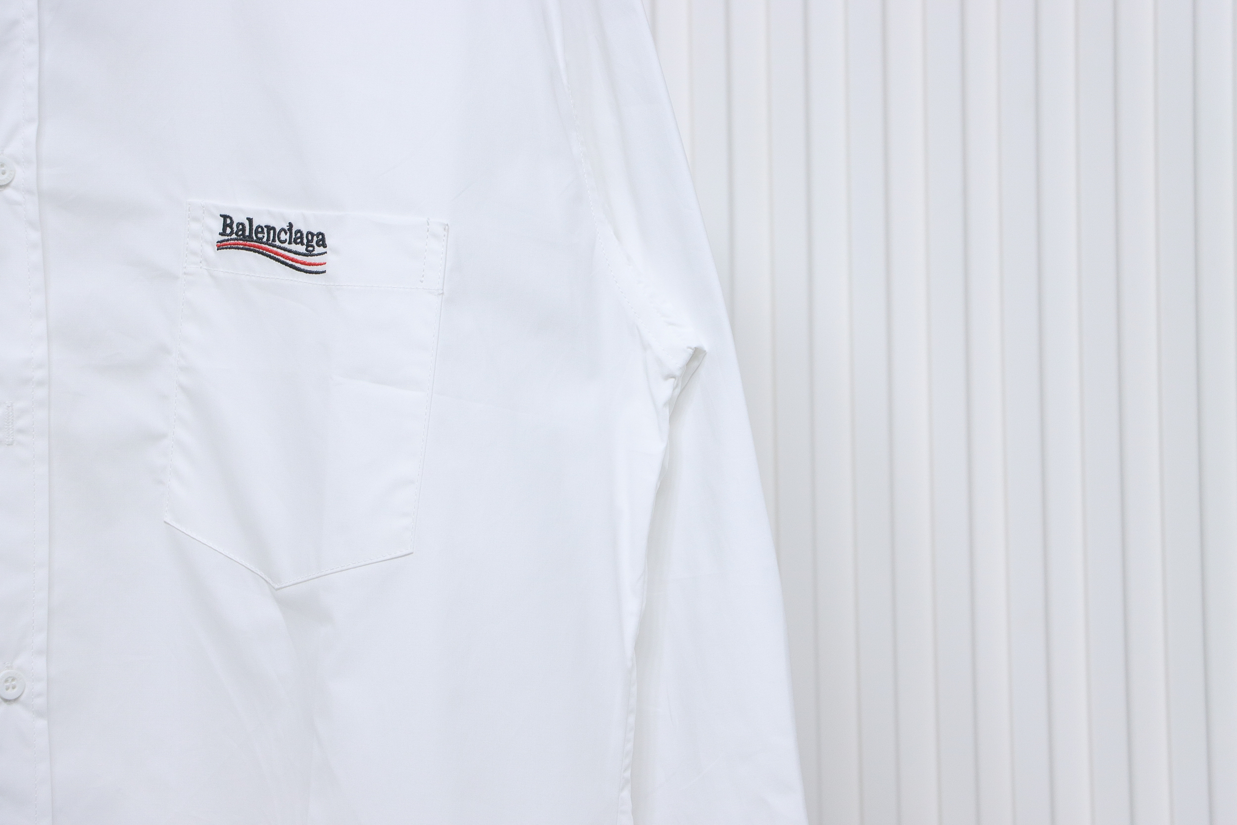 Balenciaga 24FW Classic Coke Embroidered Logo Long Sleeve Shirt White