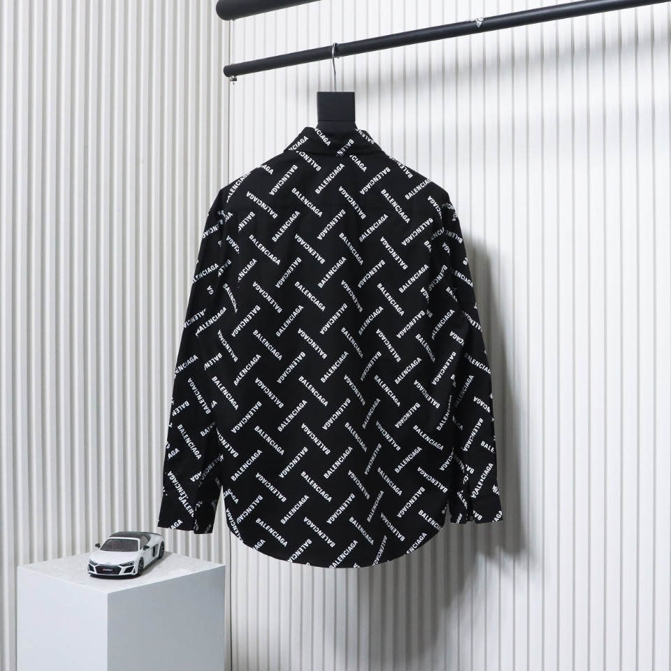 Balenciaga 24Fw Cross Twill Paris Letter Barrage Long Sleeve Shirt