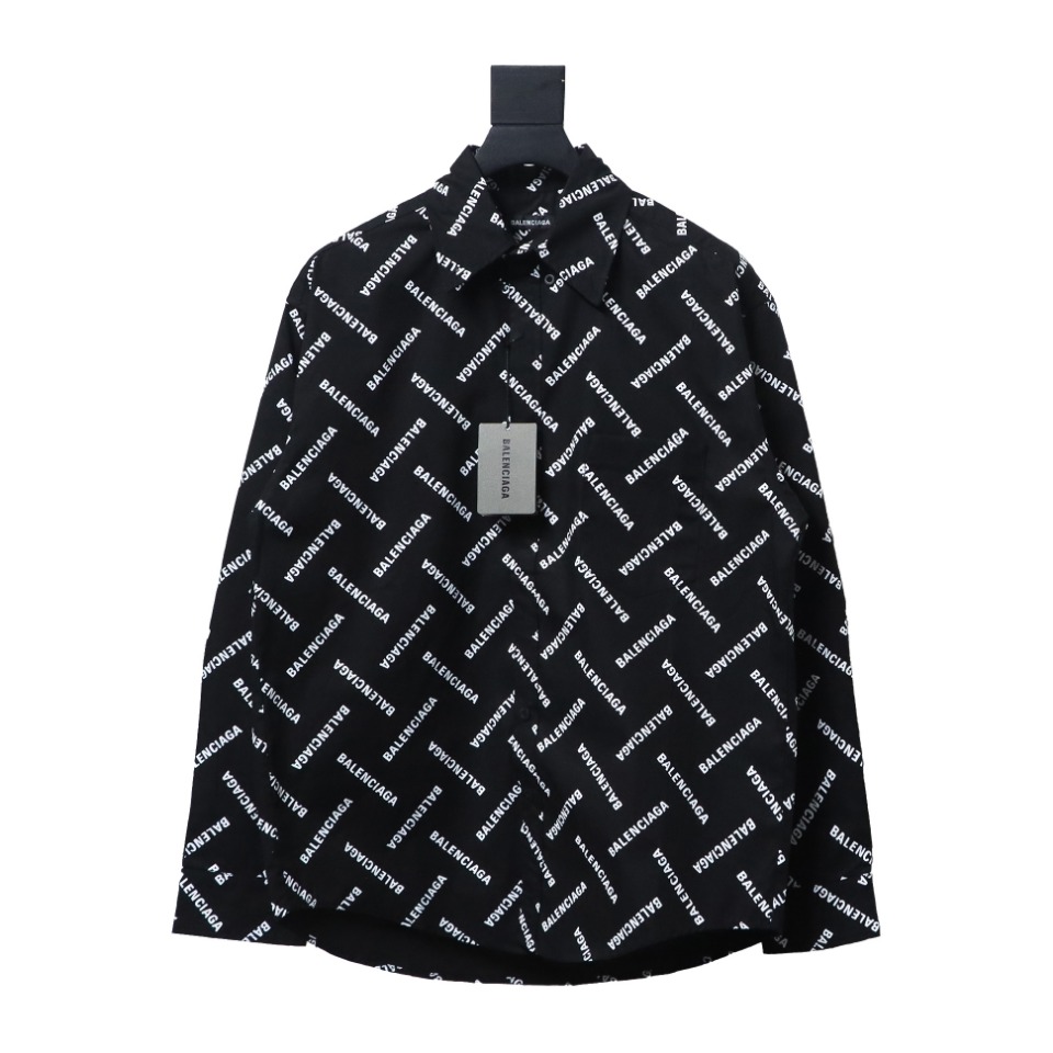 Balenciaga 24Fw Cross Twill Paris Letter Barrage Long Sleeve Shirt