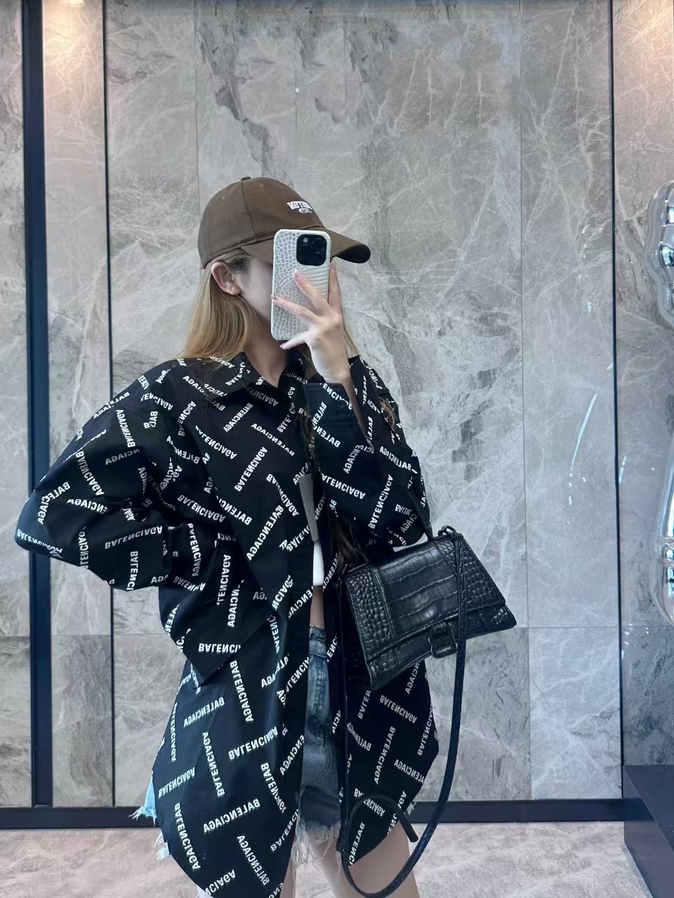 Balenciaga 24Fw Cross Twill Paris Letter Barrage Long Sleeve Shirt