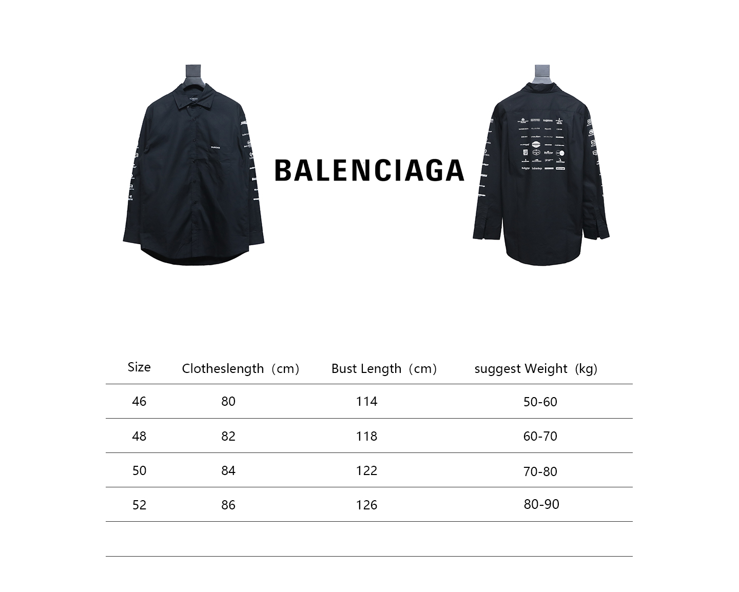 Balenciaga 24FW Historical Logo Printed Long Sleeve Shirt Black