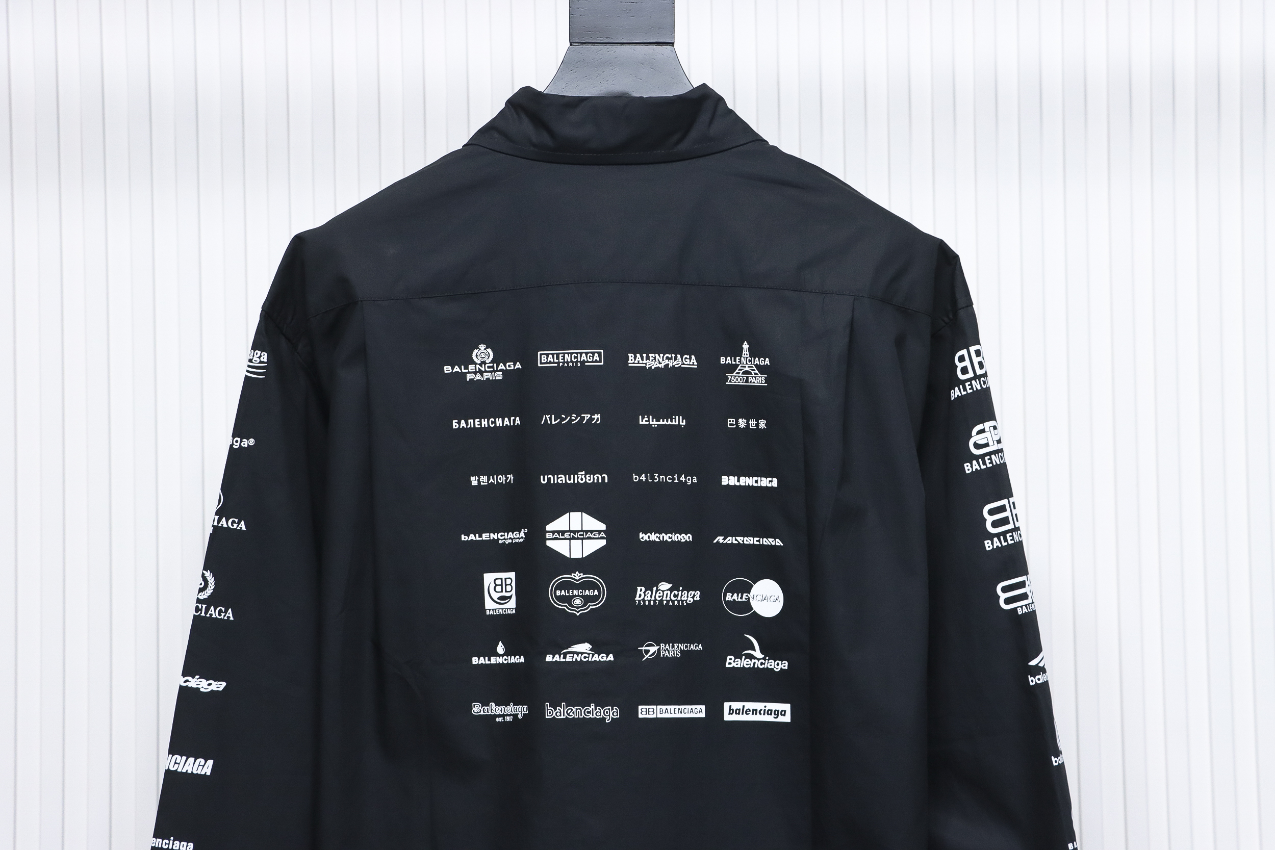 Balenciaga 24FW Historical Logo Printed Long Sleeve Shirt Black