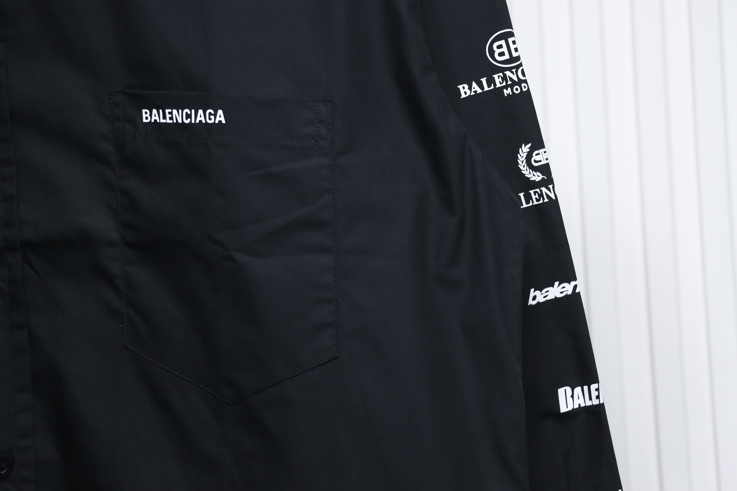 Balenciaga 24FW Historical Logo Printed Long Sleeve Shirt Black