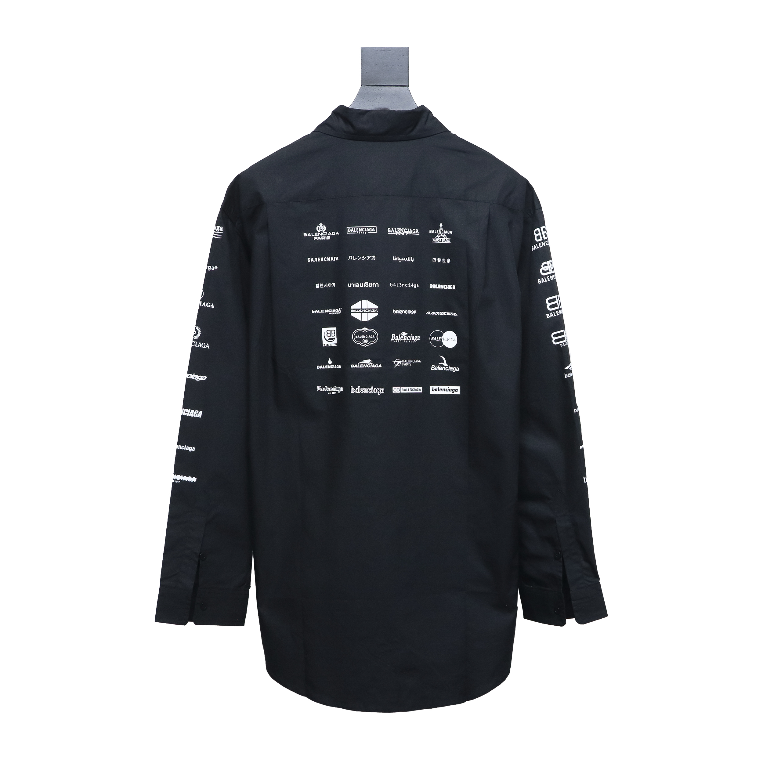 Balenciaga 24FW Historical Logo Printed Long Sleeve Shirt Black