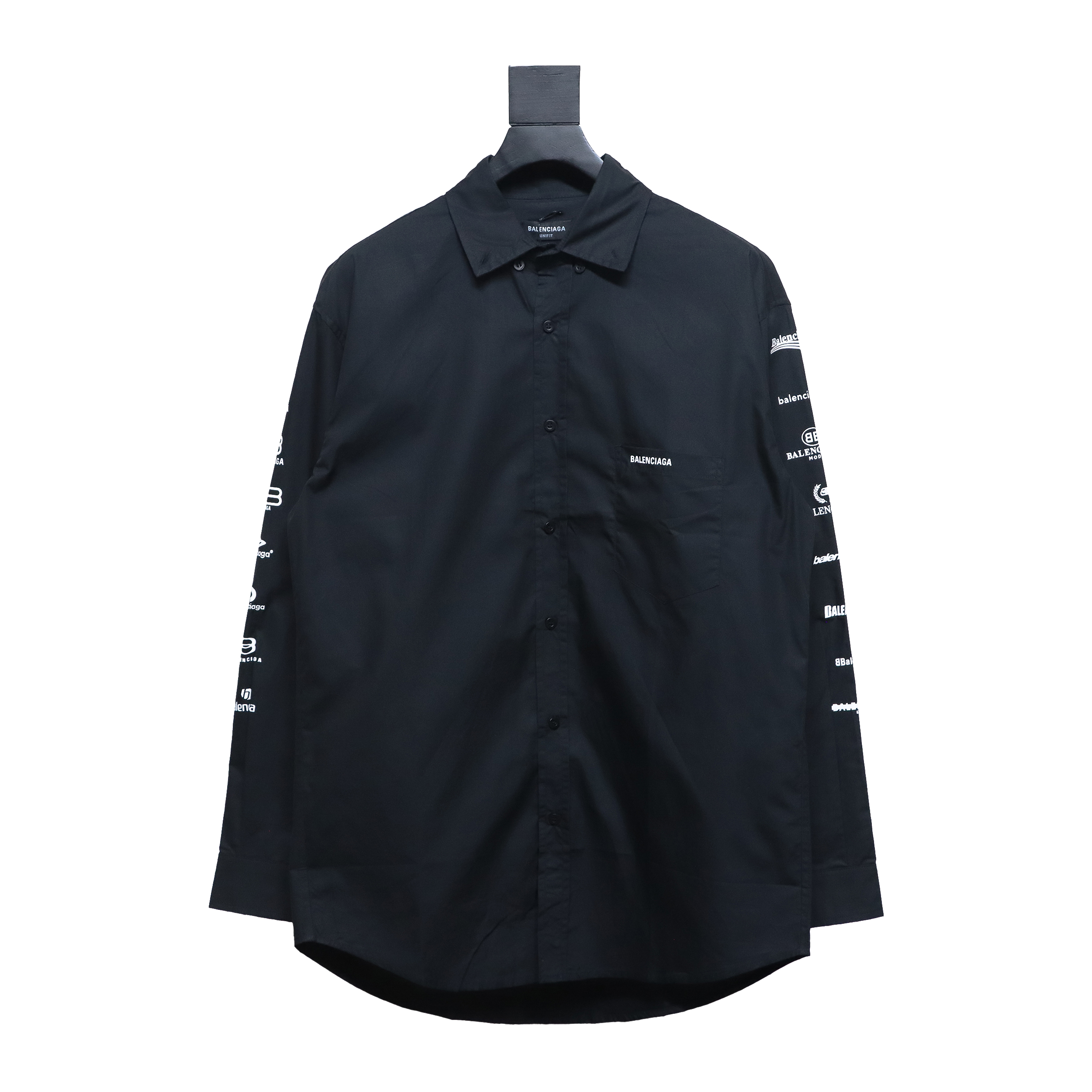 Balenciaga 24FW Historical Logo Printed Long Sleeve Shirt Black