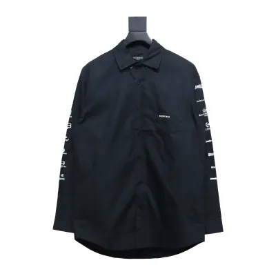 Balenciaga 24FW Historical Logo Printed Long Sleeve Shirt Black 01