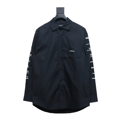 Balenciaga 24FW Historical Logo Printed Long Sleeve Shirt Black 01