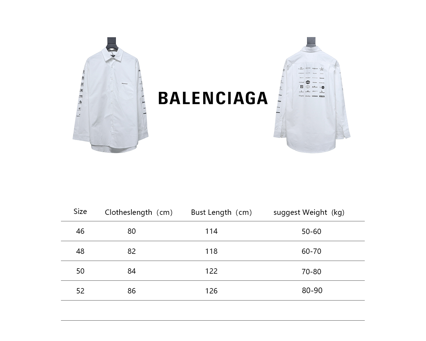 Balenciaga 24FW Historical Logo Printed Long Sleeve Shirt White
