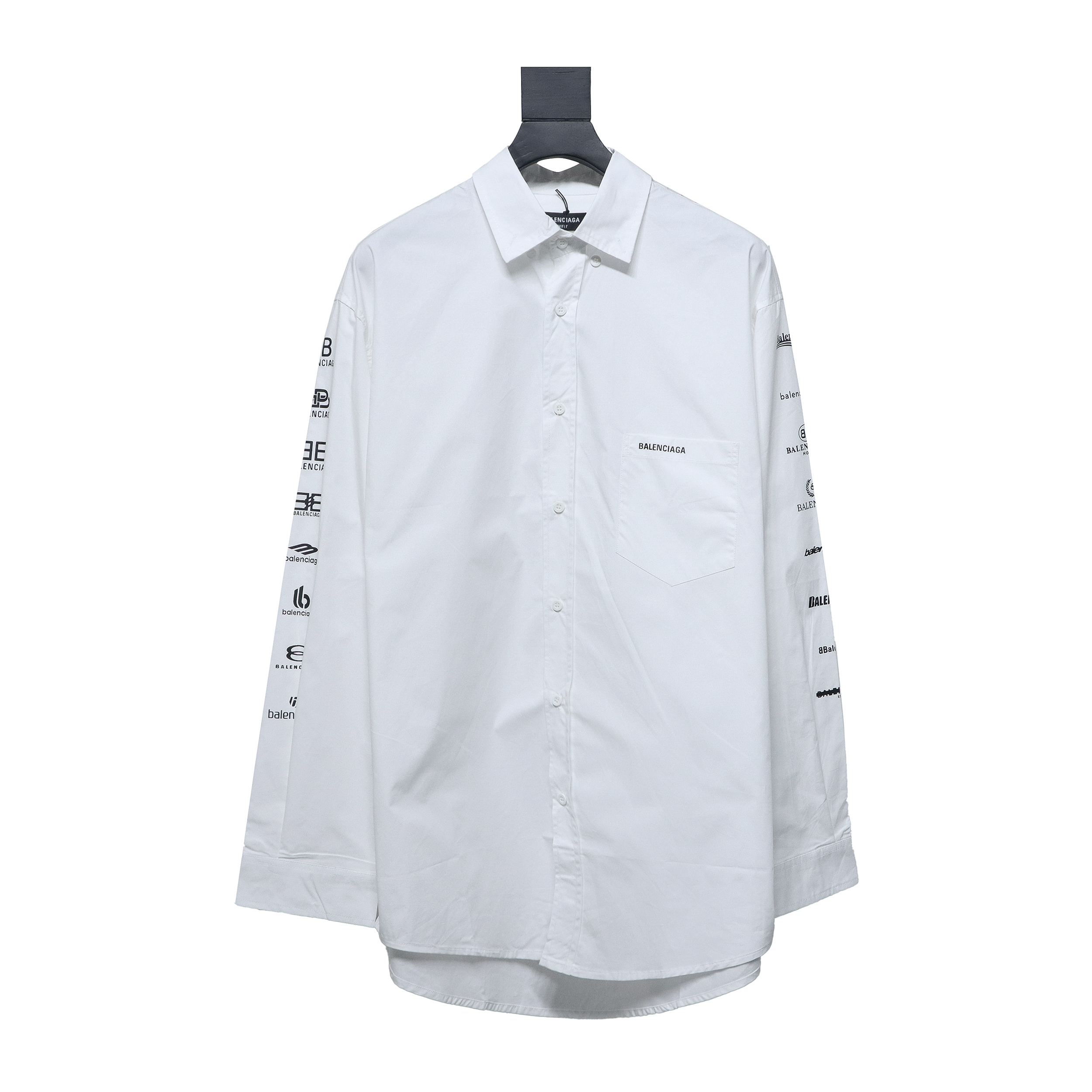 Balenciaga 24FW Historical Logo Printed Long Sleeve Shirt White