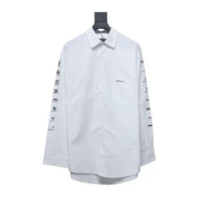 Balenciaga 24FW Historical Logo Printed Long Sleeve Shirt White 01