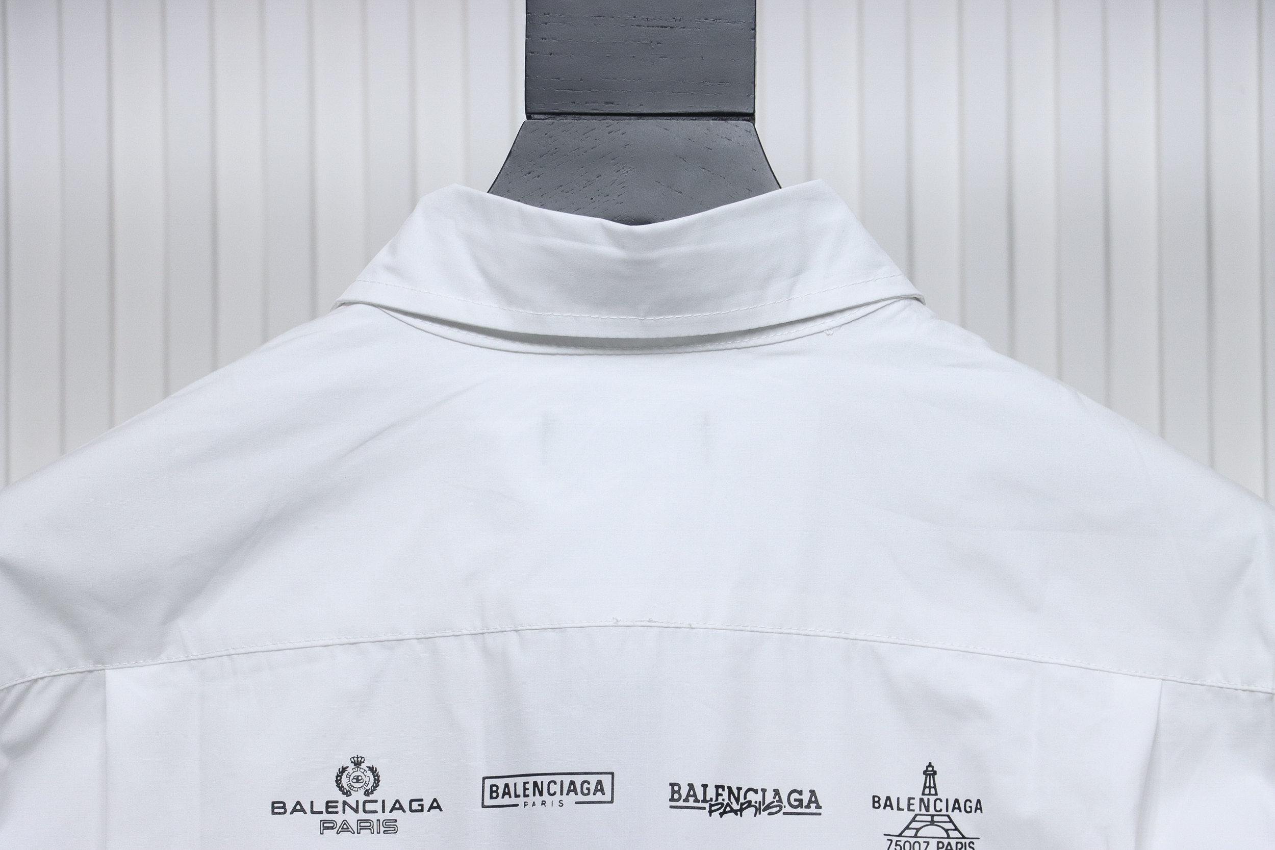 Balenciaga 24FW Historical Logo Printed Long Sleeve Shirt White