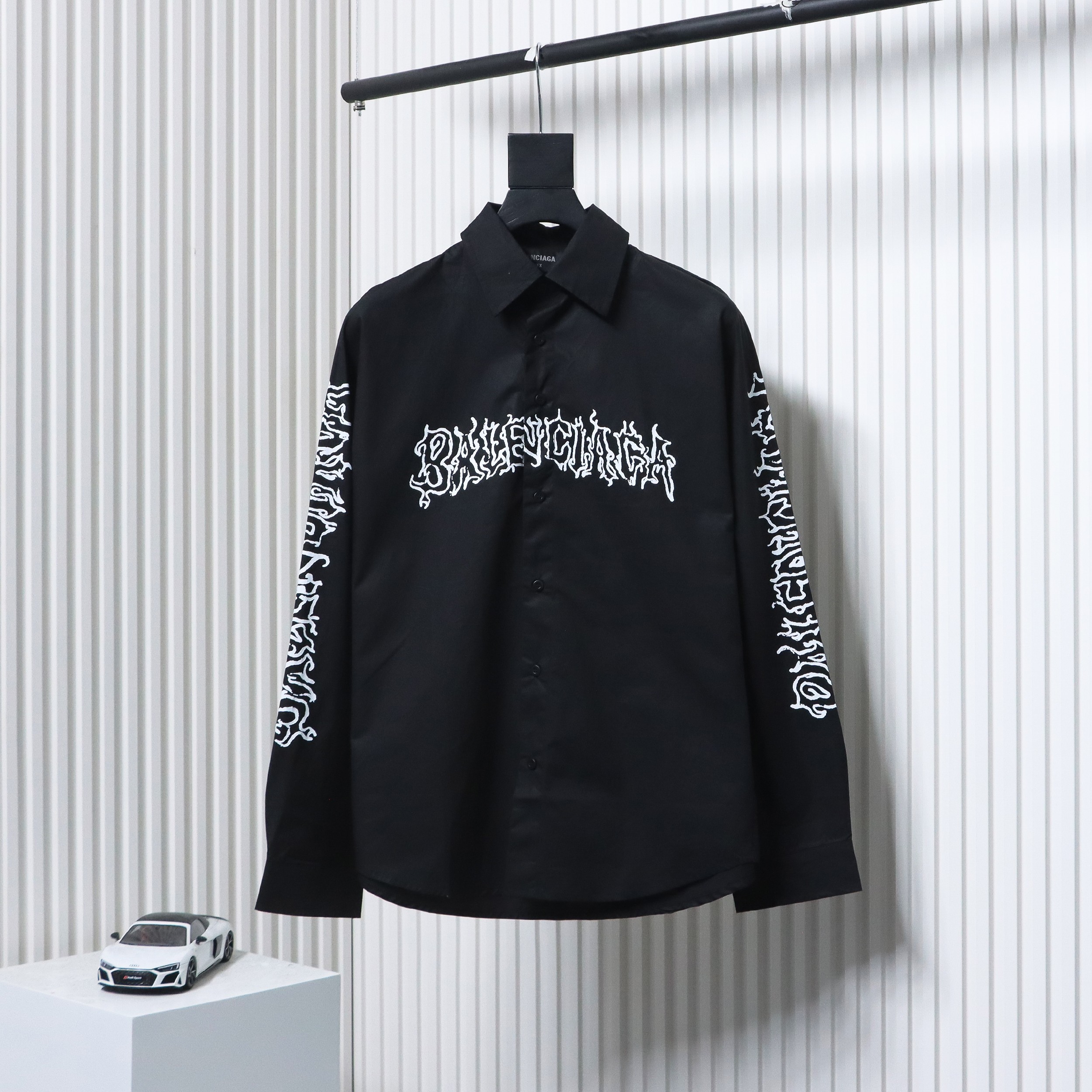 Balenciaga 24FW Hollow Flame Totem Print Long Sleeve Shirt