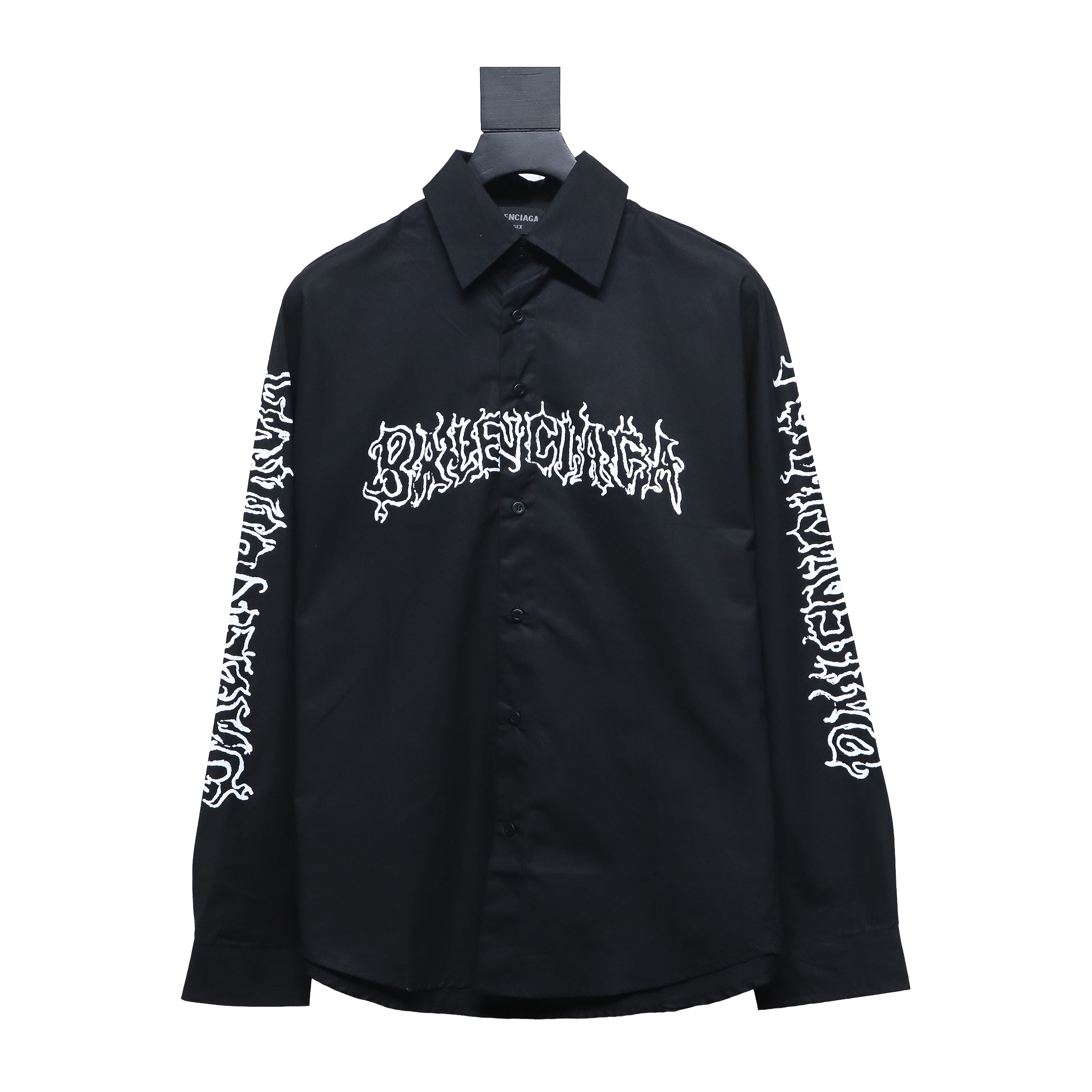 Balenciaga 24FW Hollow Flame Totem Print Long Sleeve Shirt