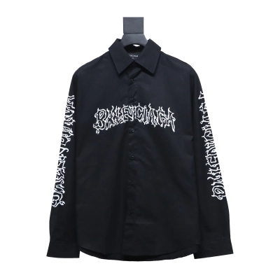 Balenciaga 24FW Hollow Flame Totem Print Long Sleeve Shirt 01