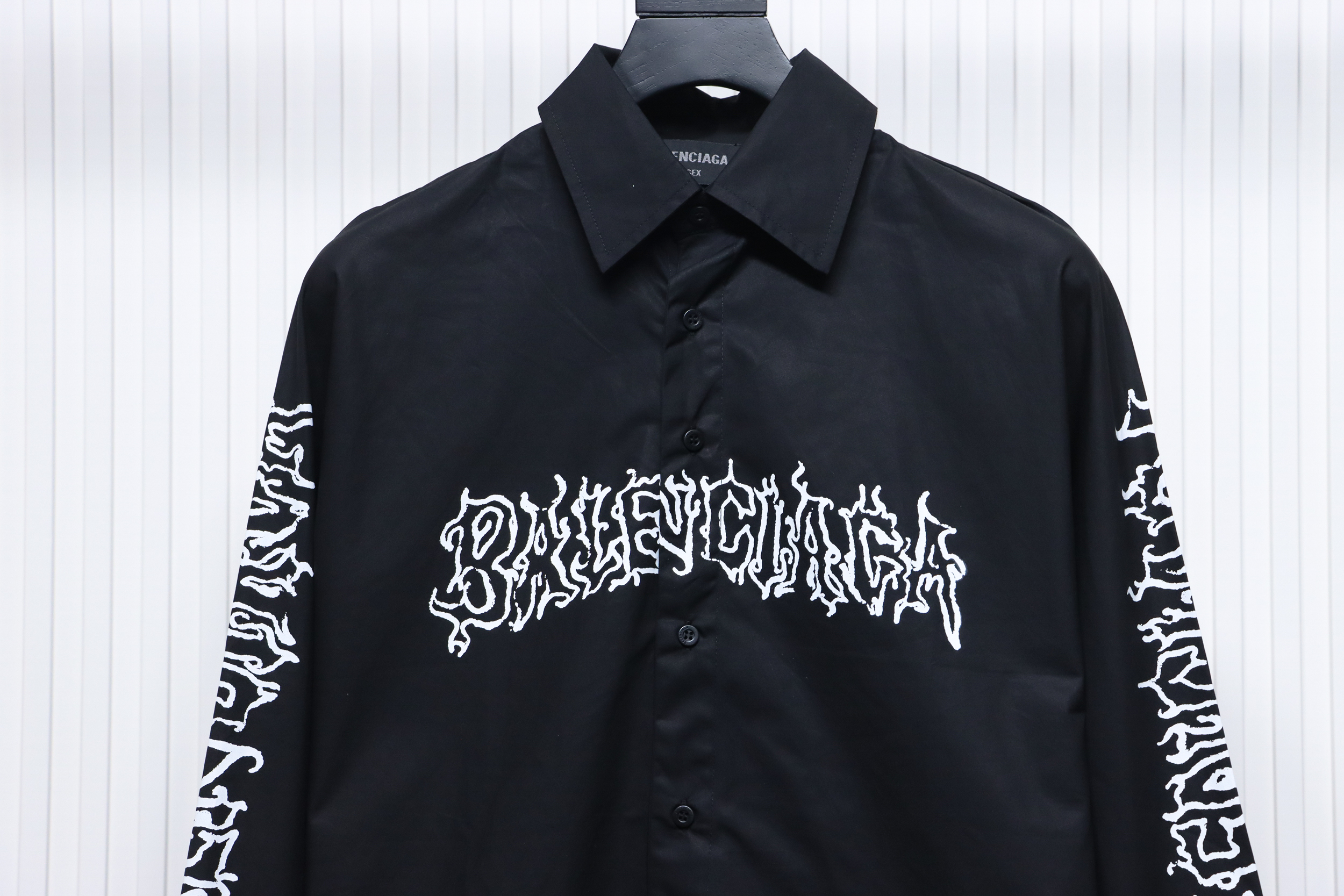 Balenciaga 24FW Hollow Flame Totem Print Long Sleeve Shirt