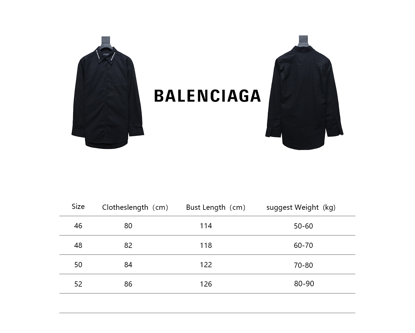 Balenciaga 24FW Neckline Lettering Embroidery Long Sleeve Shirt Black