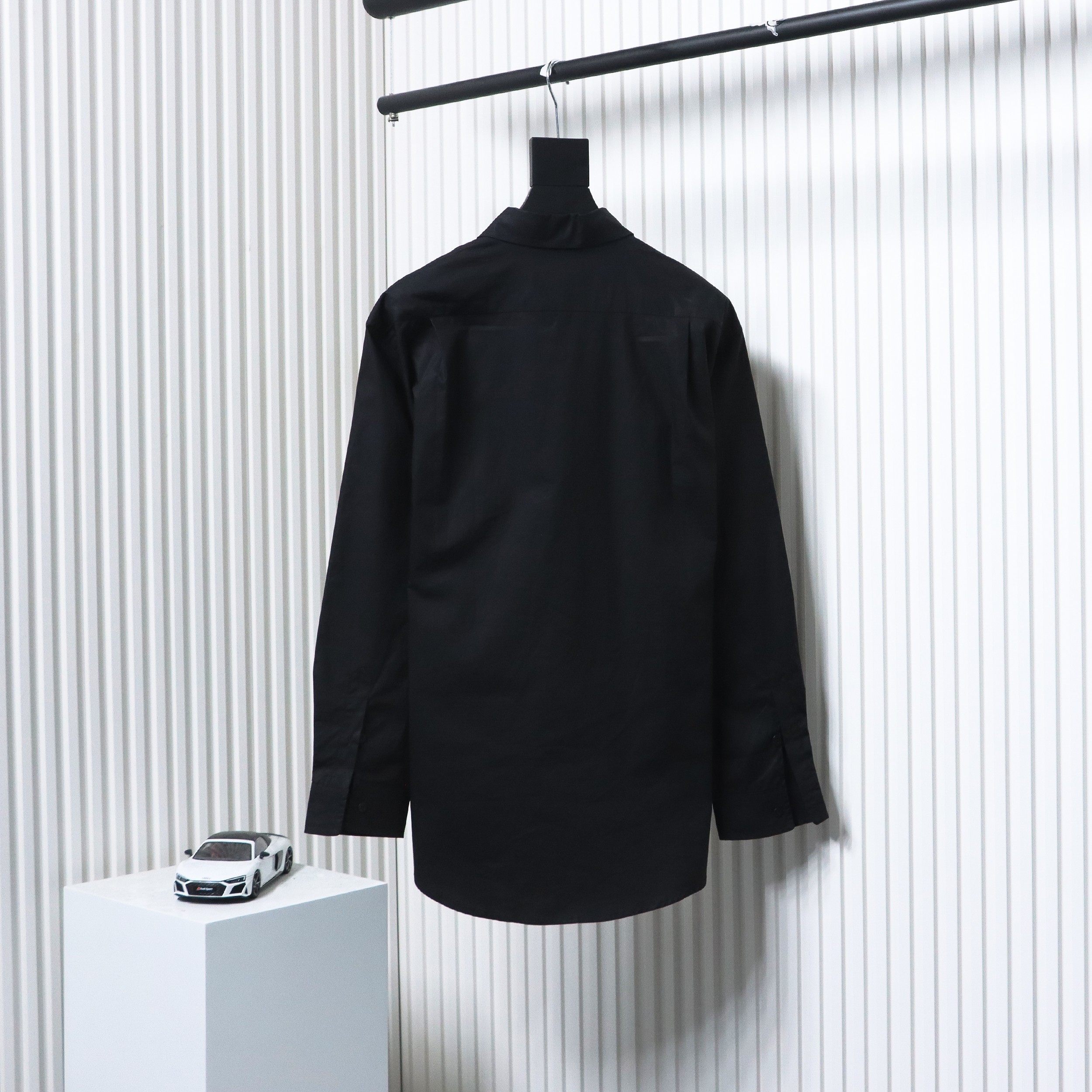 Balenciaga 24FW Neckline Lettering Embroidery Long Sleeve Shirt Black