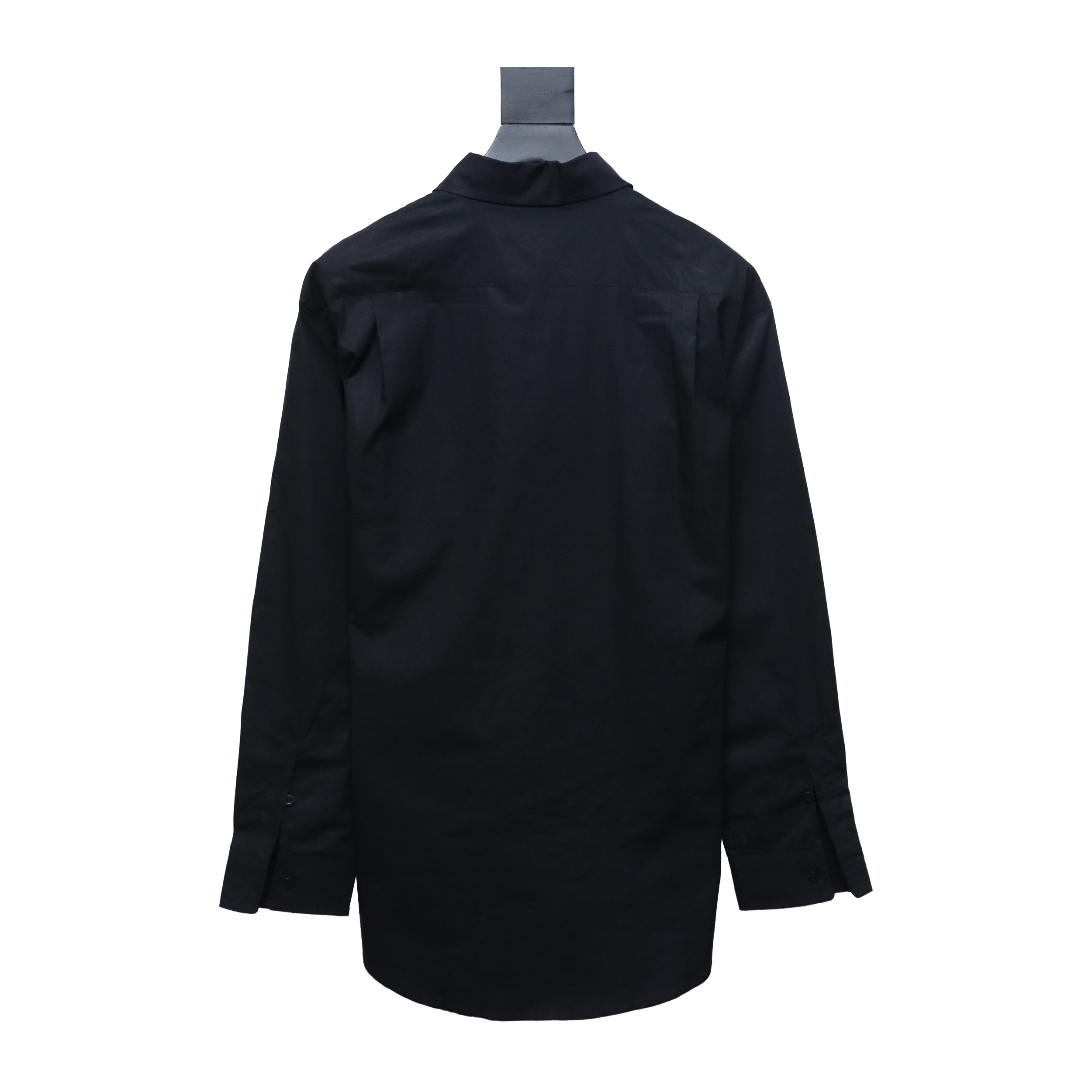 Balenciaga 24FW Neckline Lettering Embroidery Long Sleeve Shirt Black