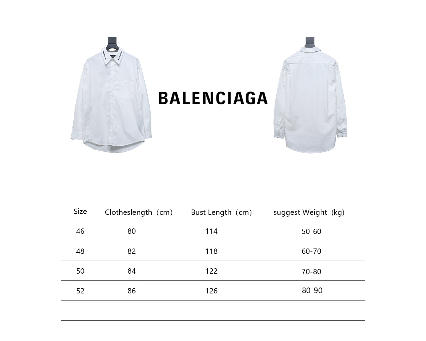 Balenciaga 24FW Neckline Lettering Embroidery Long Sleeve Shirt White
